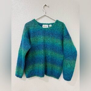 Blue-Green Striped Crewneck Sweater